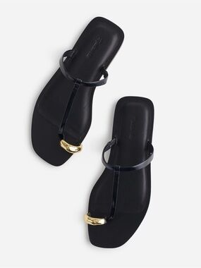 Madewell Dessa Toe Ring Sandals 7 Black/Gold